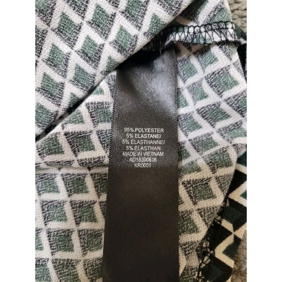 Adrianna Papell S Black Green Gray Stretch Pullover Long Sleeve Ruffle EUC G16 - Picture 7 of 12